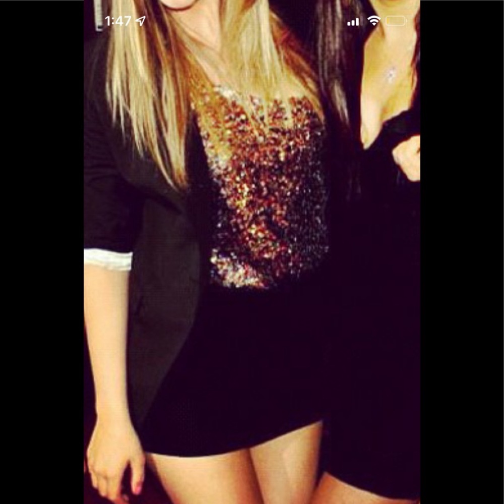 One shoulder sequin mini dress